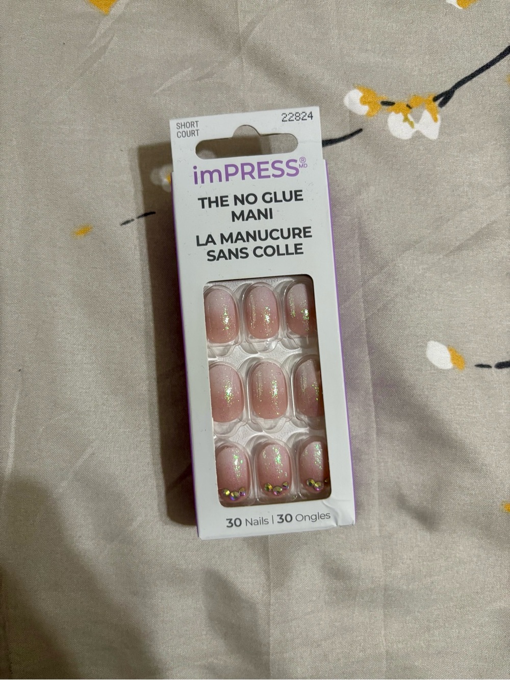 imPRESS Pink Glitter Press-On Nails with Gold Accent